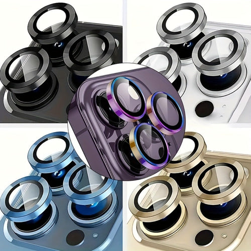 Anneaux protecteurs d'objectif en métal, 15 pièces couleurs assorties, pour iPhone