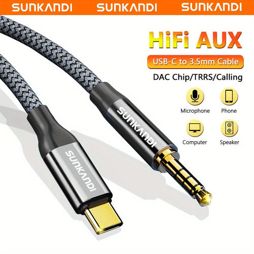 Adaptateur audio USB-C vers 3,5 mm avec puce DAC, prise TRRS avec micro