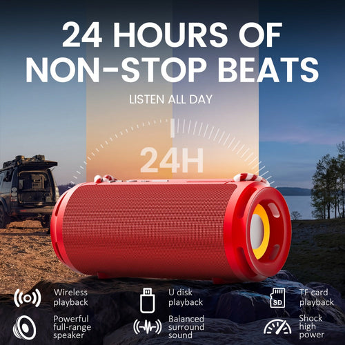 Cylindrical RGB Bluetooth Speaker with Carry Cords, USB and TF Playback