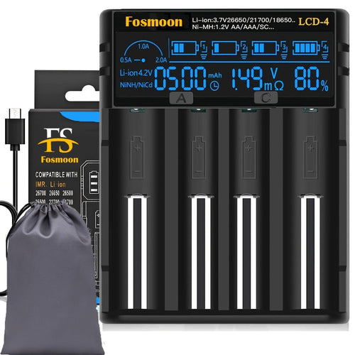 18650 Smart Battery Charger with LCD Display for 3.7V & 1.2V Rechargeable Batteries