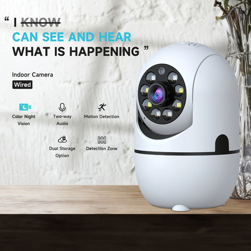 Caméra de sécurité intérieure 1080p pivotante 355°, Wi-Fi double bande, audio bidirectionnel