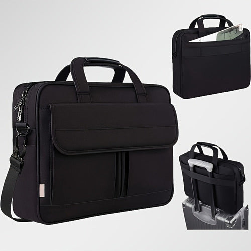 15.6-Inch Laptop Briefcase with Foam Sleeve, Luggage Strap and Multiple Pockets