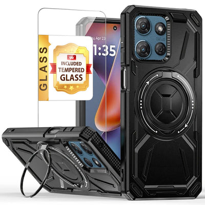 Étui avec anneau-support et verre trempé, compatible avec Moto G Power 5G 2025
