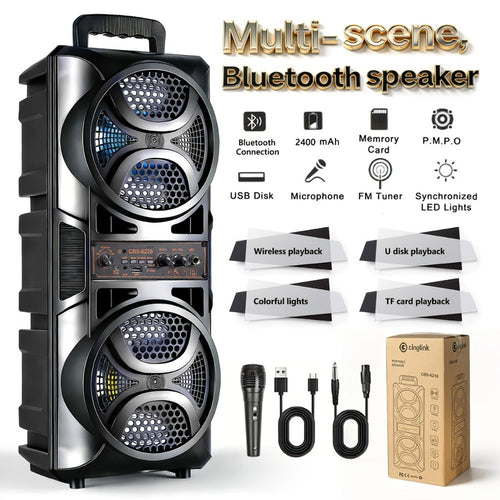 RGB Portable Bluetooth Stereo Speaker with Subwoofer, 2 Sizes
