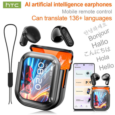 AI Translation Earbuds with Color Touchscreen Charging Case