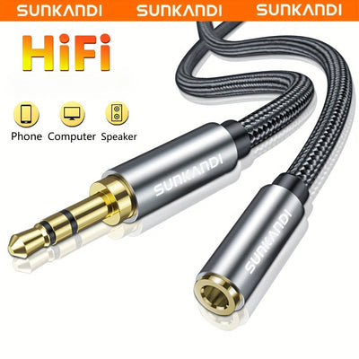 3.5mm TRRS Headphone Extension Cable with Mic, Male to Female, for Phone and PC