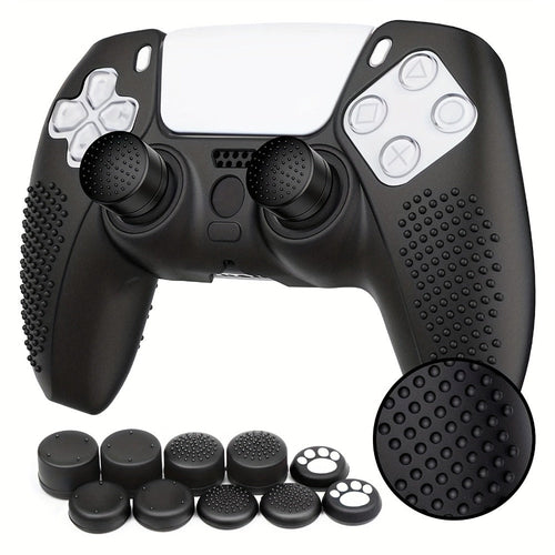 Housse en silicone pour manette avec 10 capuchons de joysticks, compatible PS5 DualSense