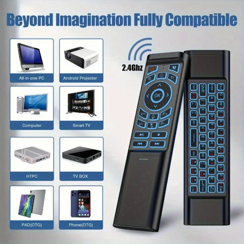 Mini Wireless Keyboard Remote, Tri-Mode Bluetooth and 2.4G, 7-Color Backlight