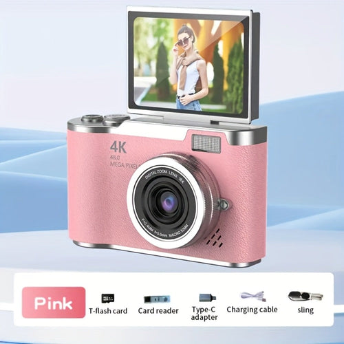 Appareil photo numérique 4K à écran rabattable 2,4 po pour débutants, vlogue et vidéo