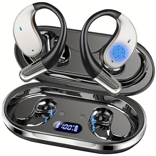 Écouteurs de traduction à oreille ouverte avec boîtier de recharge ovale
