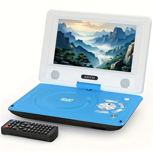 9.5-Inch Portable DVD Player, 270° Swivel Screen, Dual Speakers, Black or Blue