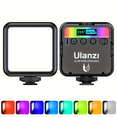 VL49 RGB LED Video Light, 360° Full Color, 2000mAh Rechargeable
