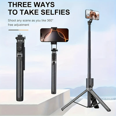 67-Inch Retractable Selfie Stick Tripod with Wireless Remote and 360° Rotation