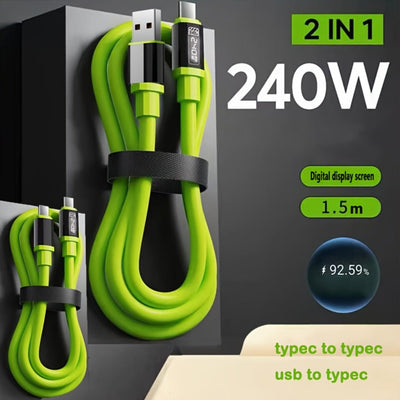2-Pack USB-C to USB-C Fast Charging and Data Cables, Matcha Green