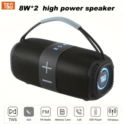 Haut-parleur Bluetooth portatif TG668 IPX4 avec lumière DEL, TWS, radio FM, USB, TF et AUX