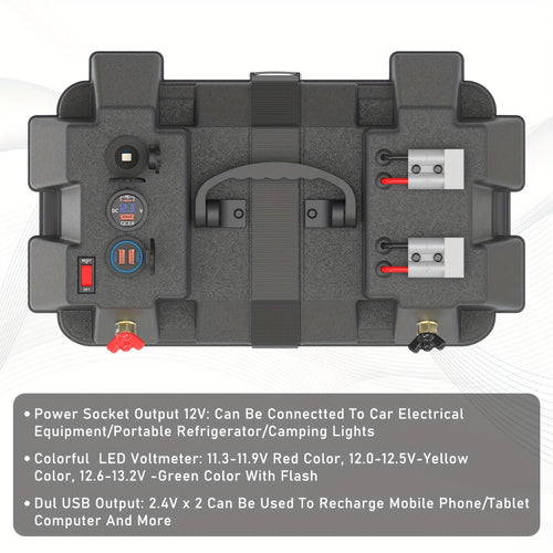 RV Battery Box Power Center, Group 24/27, QC3.0 and PD USB, DC Output