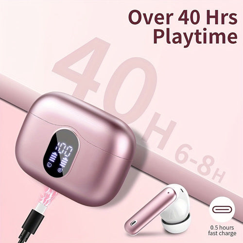 Écouteurs sans fil Bluetooth 5.3, micro antibruit et boîtier à affichage DEL, 8 couleurs