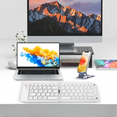 Clavier Bluetooth pliable magnétique à double pliage, mince, longue autonomie