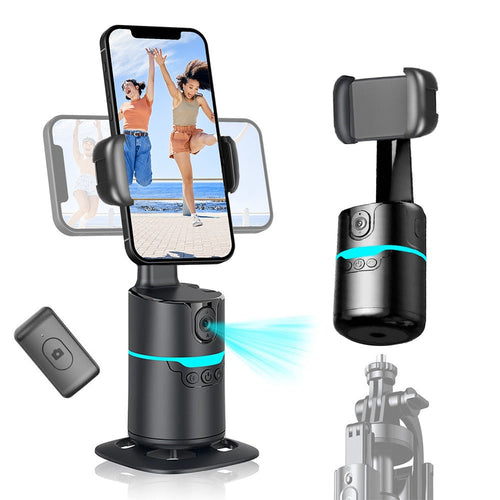 Support de téléphone à suivi automatique 360°, télécommande amovible, fixation trépied