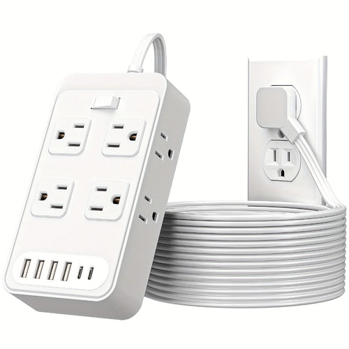 Multiprise murale avec protection contre les surtensions, 8 prises CA et 6 ports USB