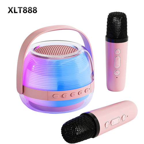 Machine karaoké portative avec 2 micros sans fil et 3 haut-parleurs Bluetooth lumineux