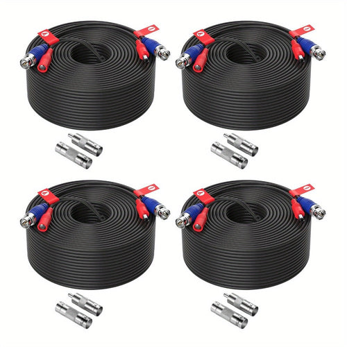 2-in-1 BNC Video & Power Security Camera Cables, 4-Pack, 100 ft