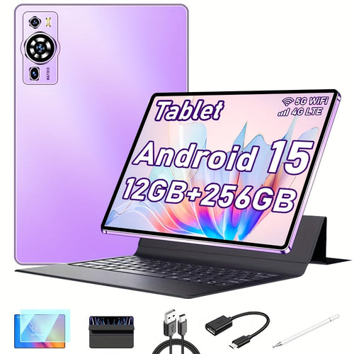 10.1-Inch Android 15 Tablet, 12GB/256GB, 4G LTE, Keyboard, Mouse and Stylus Bundle
