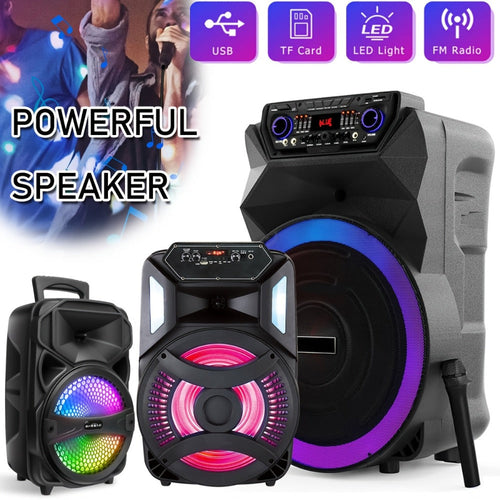 Haut-parleur de fête portatif Bluetooth rechargeable, basses puissantes, radio FM, DEL et micro