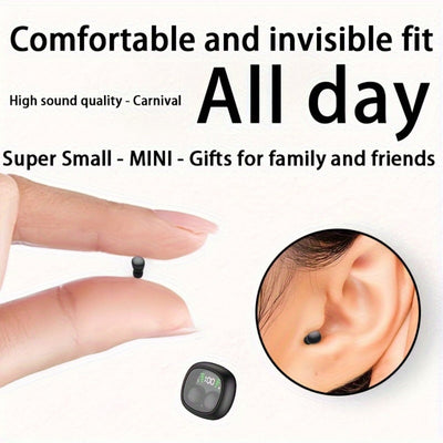 Écouteurs sans fil ultra-compacts intra-auriculaires, commande tactile, micro et étui DEL