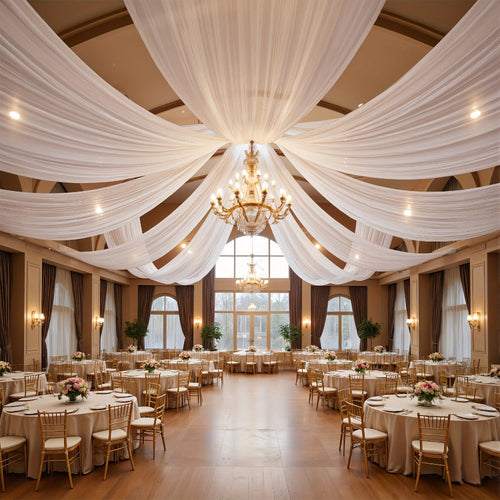 Voilages de plafond en mousseline 63 x 118 po, ensemble de 6, pour mariage et événement