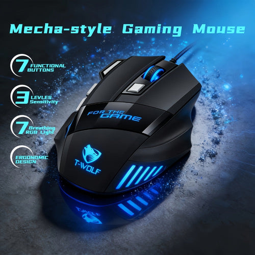Souris de jeu filaire RVB programmable avec clic turbo et DPI multimode