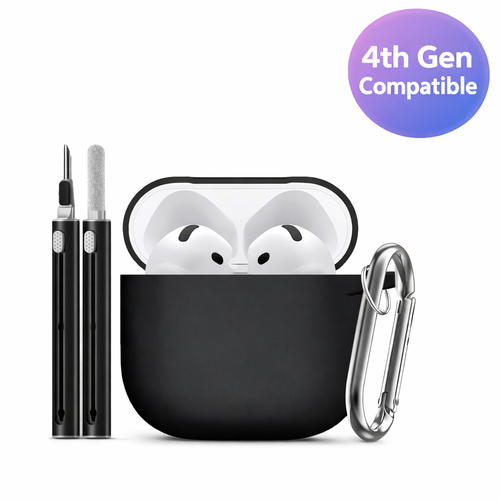 Silicone Case with Cleaning Pen and Keychain — for AirPods 4 (4th Generation)