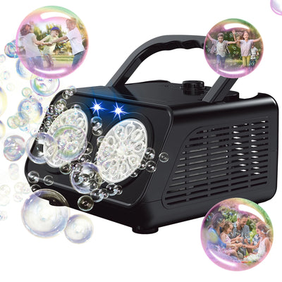 Twin-Fan Bubble Machine — 20,000+ Bubbles per Minute, LED Lights