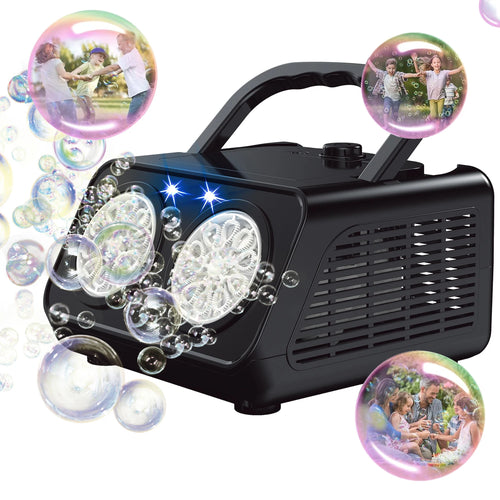 Twin-Fan Bubble Machine — 20,000+ Bubbles per Minute, LED Lights