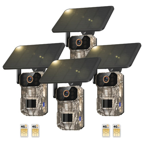 Solar Cellular Trail Camera 1920P, 4G LTE, No WiFi, PIR Motion Sensor