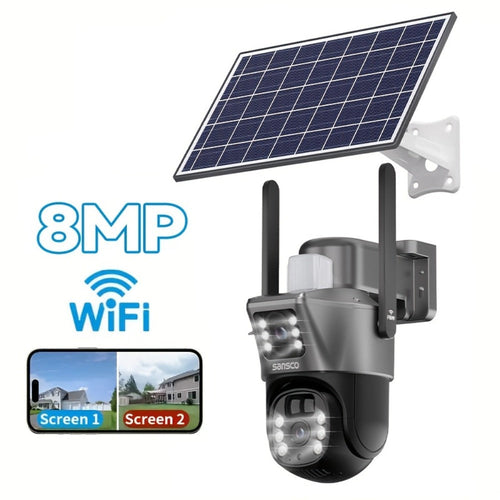 4MP Solar Security Camera with 8X Digital Zoom, PIR Detection and Color Night Vision
