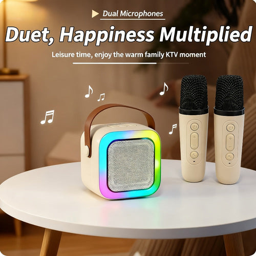 Portable Karaoke Speaker with 2 Wireless Microphones, 1200mAh