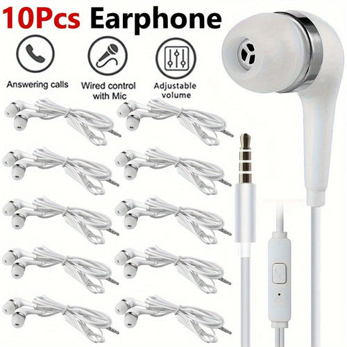 10-Pack Wired In-Ear Earphones, 3.5 mm, Built-in Mic and Volume Control