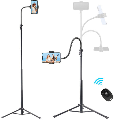 Trépied pour téléphone 63 po à col de cygne flexible 360° avec support universel