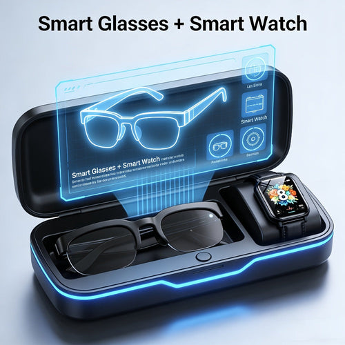 Lunettes intelligentes IA, traduction multilingue en temps réel + montre tactile