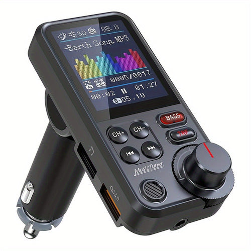 Transmetteur FM Bluetooth pour auto, écran couleur 1,8 po, chargeur rapide 18 W