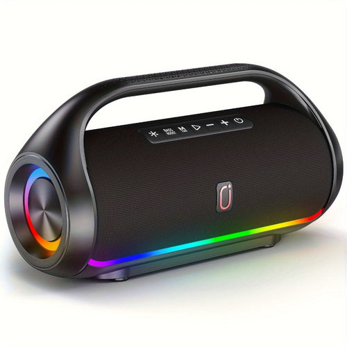 Haut-parleur boombox Bluetooth portatif D20, son ambiophonique 3D, lumières disco RVB