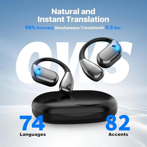 Open-Ear Translation Earphones with Display Charging Case, 4 Colors