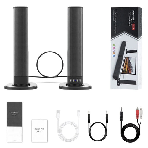 Detachable 21.65-Inch TV Soundbar with TF, AUX, USB, RCA Inputs and FM Radio