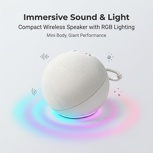 Spherical RGB Bluetooth Speaker, 360° Sound, Built-In Subwoofer, TWS, with Base