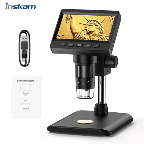 7-Inch IPS Digital Microscope with 8 LEDs, Remote and PC Connection