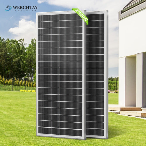 Ensemble de 2 panneaux solaires monocristallins 100 W (200 W au total), cellules 18BB