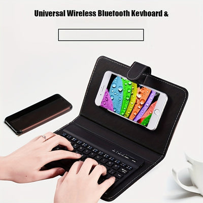 Clavier Bluetooth pliable pleine grandeur, étui en similicuir, pour tablette et téléphone