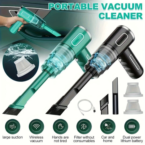 Cordless Handheld Vacuum, 3KPa Suction, USB Charging, Long Tube, Brush & Spare Filter
