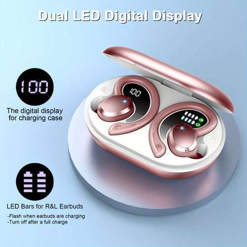 Écouteurs sans fil de sport Q38 Bluetooth 5.3, 48 h, transducteurs 14,2 mm